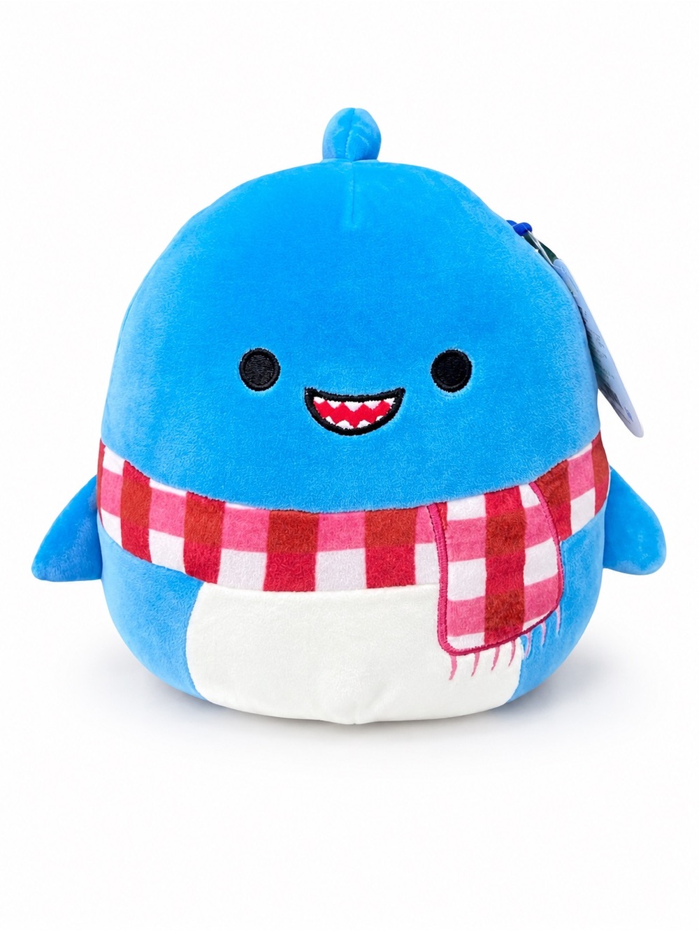 NWT! Squishmallows Rey Blue Shark Plush 8” Red Plaid Scarf NWT Kellytoy 2021